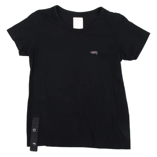Y's Gipsy One Point Printed Hem Button T Shirt Black 2 K-163524_001