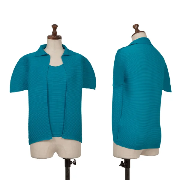 ISSEY MIYAKE me Layered Stretch Pleats T Shirt Sky blue F K-163525_001