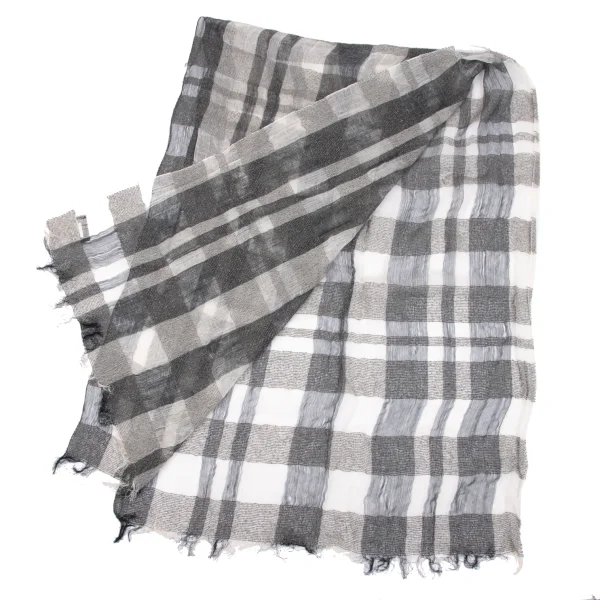 Y's Silk Blend Checked Stole K-163530_004