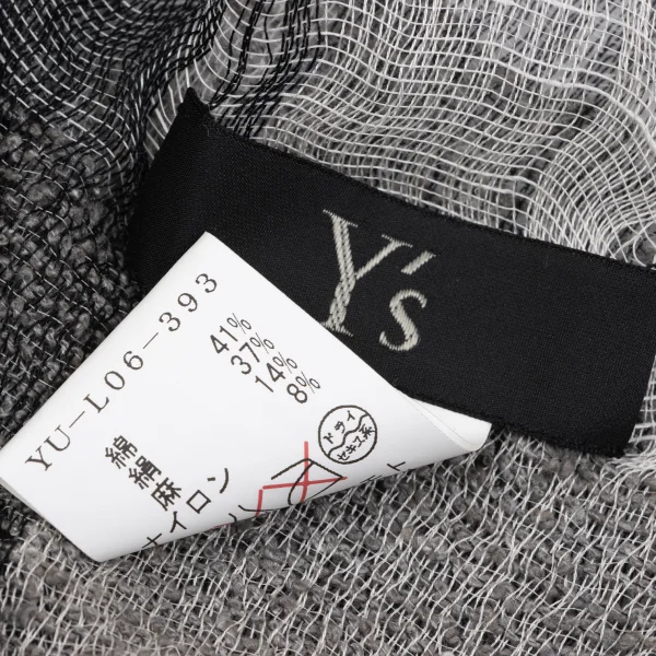 Y's Silk Blend Checked Stole K-163530_007