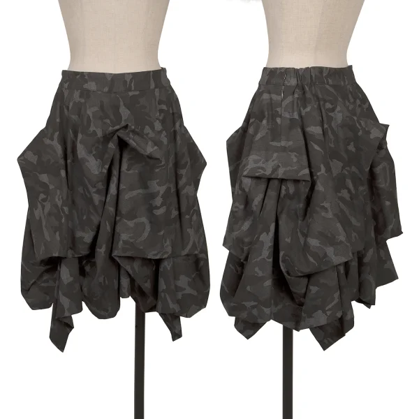 A/T Poly Cotton Camouflage Tuck Skirt Charcoal 36 K-163535_001