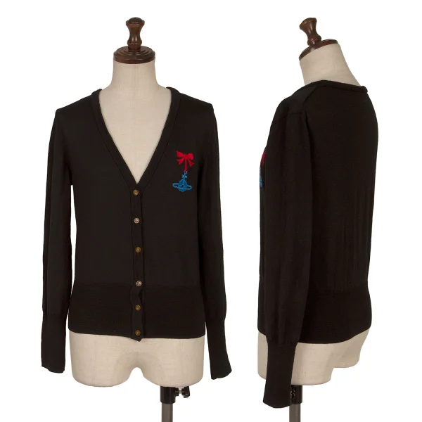 Vivienne Westwood Red Label Orb Embroidered Wool Knit Cardigan Black 2 K-163538_001