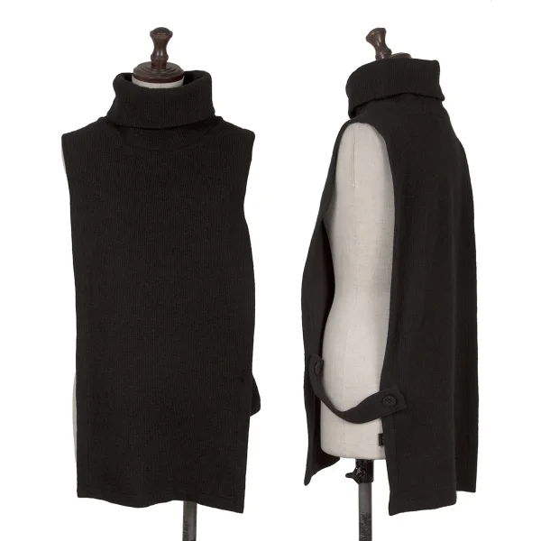 Y's Side Open Turtle Neck Knit Vest Black 2 K-163552_001
