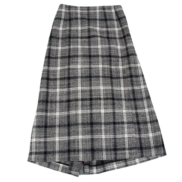 Y's Check Jacquard Pleats Wrap Skirt K-163555_007