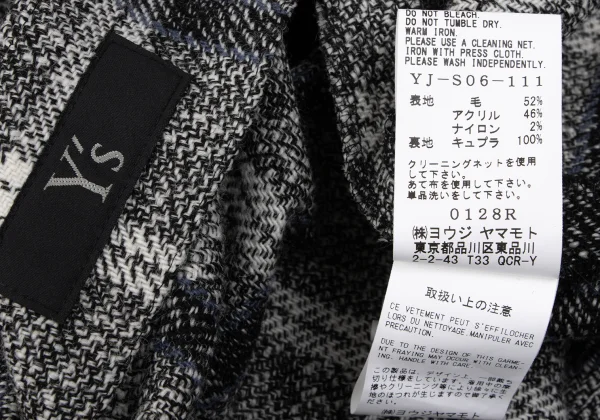 Y's Check Jacquard Pleats Wrap Skirt K-163555_011