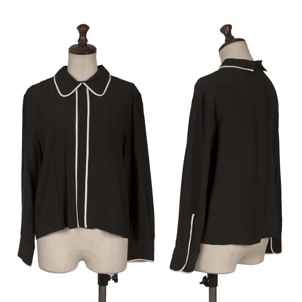 MARNI Piping Pleats Silk Blouse Black 40 K-163557_001