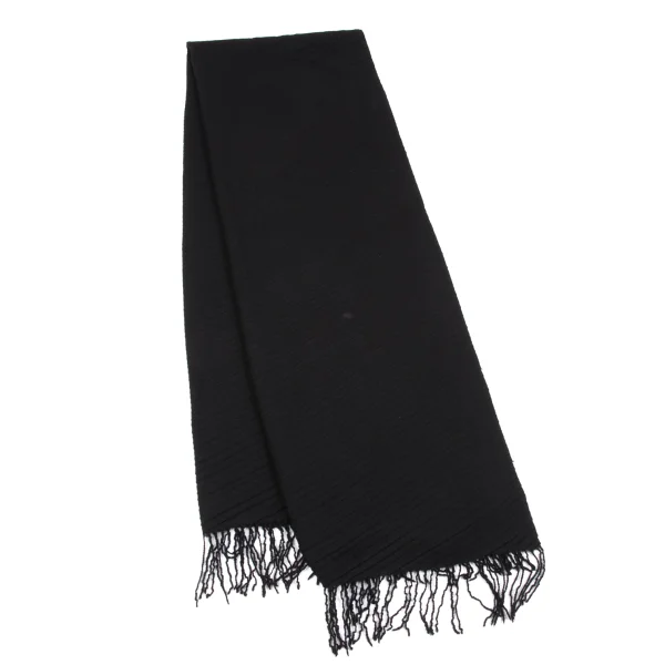 Unbranded Diagonal Pleated Fringe Stole Black Free K-163564_001
