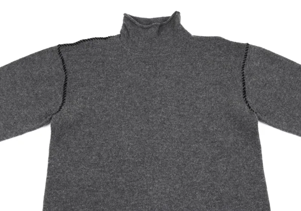 Y's for men Wool Nylon Stitch Design High Neck Knit Sweater K-163578_002