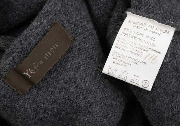 Y's for men Wool Nylon Stitch Design High Neck Knit Sweater K-163578_011