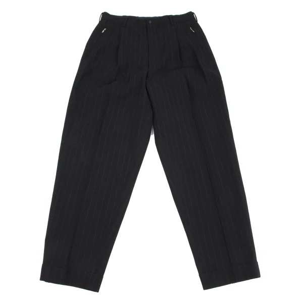 COMME des GARCONS HOMME Wool Zip Pocket Striped Tuck Pants Black M K-163588_001