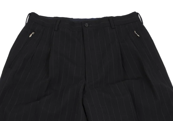 COMME des GARCONS HOMME Wool Zip Pocket Striped Tuck Pants K-163588_002