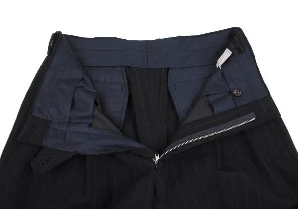COMME des GARCONS HOMME Wool Zip Pocket Striped Tuck Pants K-163588_005