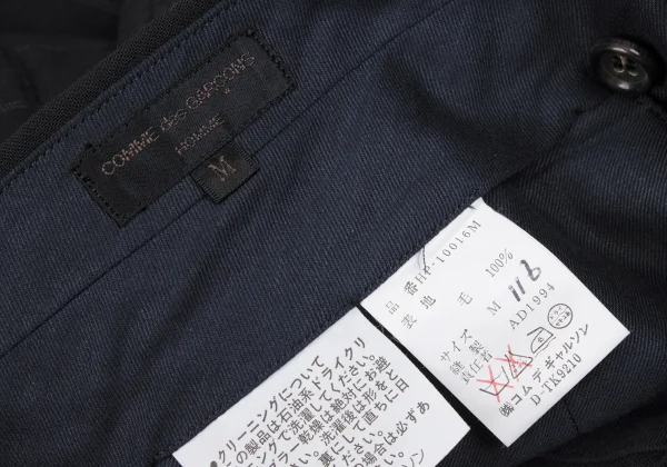 COMME des GARCONS HOMME Wool Zip Pocket Striped Tuck Pants K-163588_012