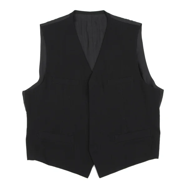 COMME des GARCONS HOMME Wool Gabardine Zip Up Vest Black M K-163590_001