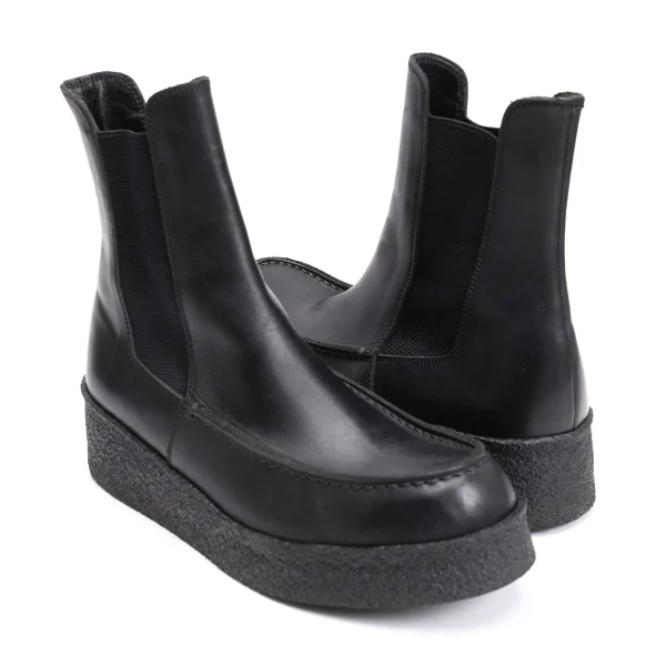 Y's Platform Side Gore Leather Boots Black US About 6 K-163611_001