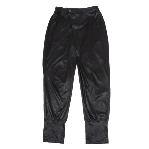 Unbranded Poly Shiny Half Wrap Design Pants Black 1 K-163615_001