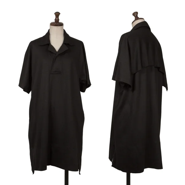 Unbranded Wool Back Flap Design Polo Shirt Black 1 K-163616_001