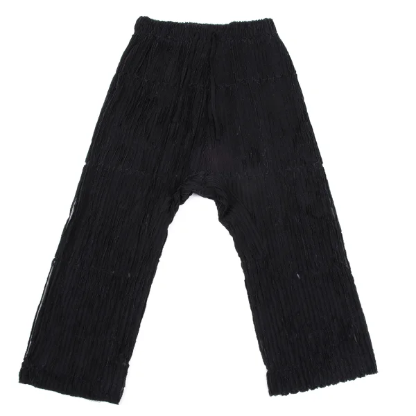 ISSEY MIYAKE HaaT Cutting Design Mesh Dropped Crotch Pants Black 2 K-163626_001