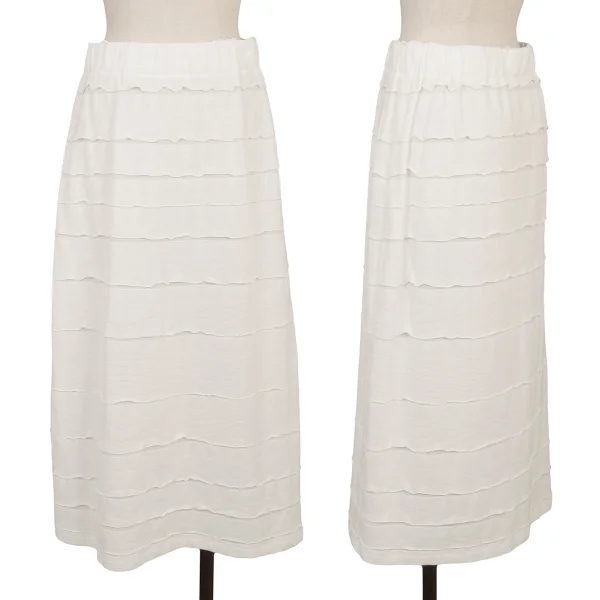 ISSEY MIYAKE HaaT Blend Stripe Tiered Skirt White 2 K-163629_001
