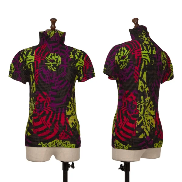 ISSEY MIYAKE me Printed High-neck Pleats T-shirt Multi-Color F K-163635_001