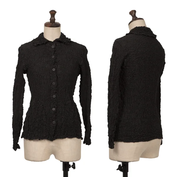 ISSEY MIYAKE me Cauliflower Long Sleeve Shirt Black Free K-163640_001