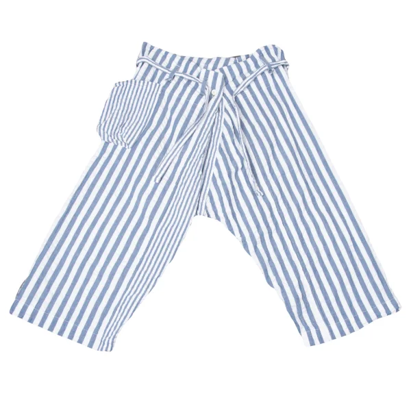 ISSEY MIYAKE me Washed Striped Easy Dropped Crotch Pants White,Navy Free K-163651_001