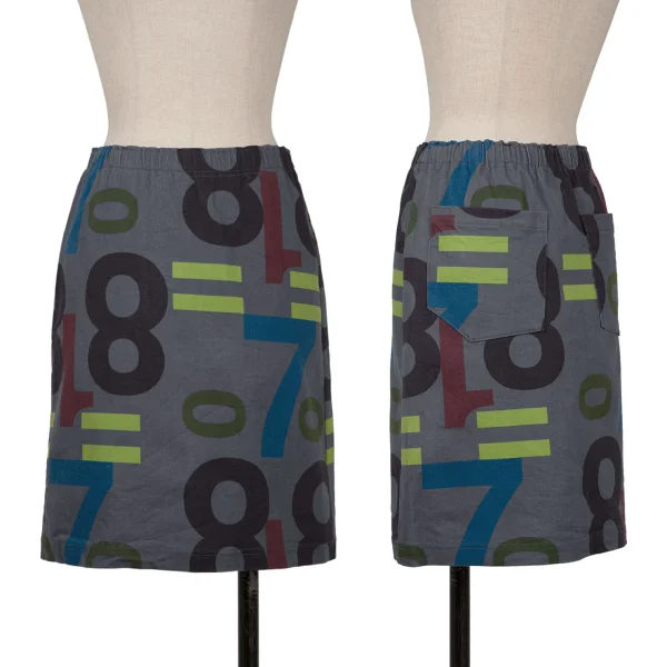 ISSEY MIYAKE me Number Printed Trapezoid Skirt Grey,Multi-Color Free K-163652_001