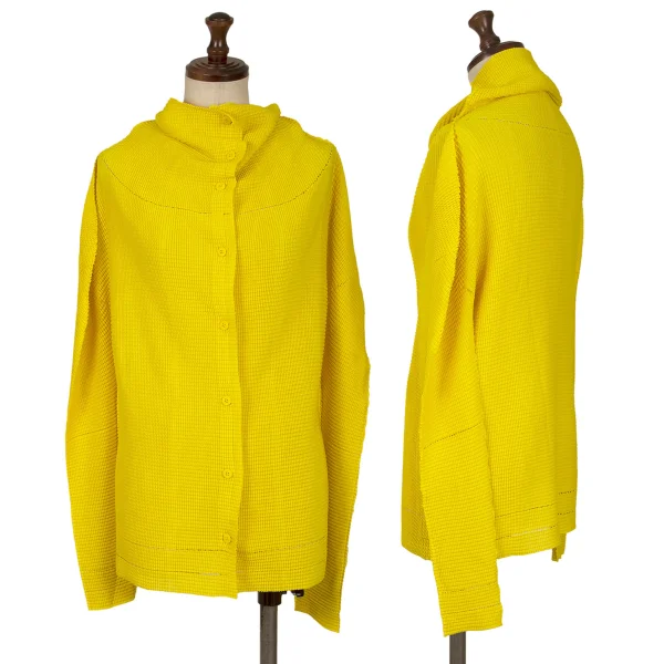 ISSEY MIYAKE me A-POC INSIDE Stretch Pleated Cutting Cardigan Yellow Free K-163660_001