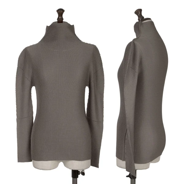 ISSEY MIYAKE me A-POC INSIDE Stretch Pleated Cutting T Shirt Charcoal Free K-163662_001