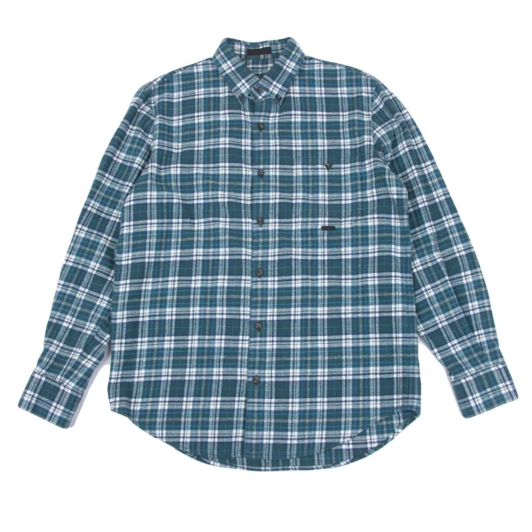 Papas Cotton Check Flannel Shirt Green,Navy 46S K-163674_001