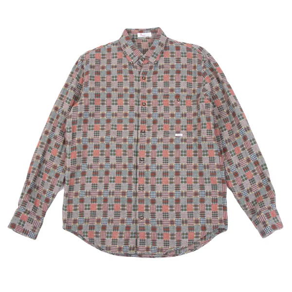 Papas Cotton Multi Panel Check Flannel Shirt Multi-Color 46S K-163675_001