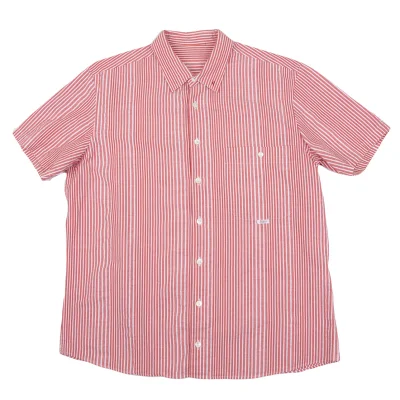 Papas Linen Blend Cotton Seersucker Stripe Short Sleeve Shirt