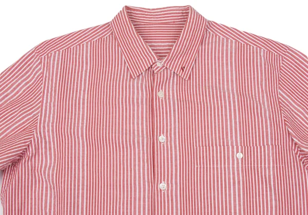 Papas Linen Blend Cotton Seersucker Stripe Short Sleeve Shirt K-163676_002