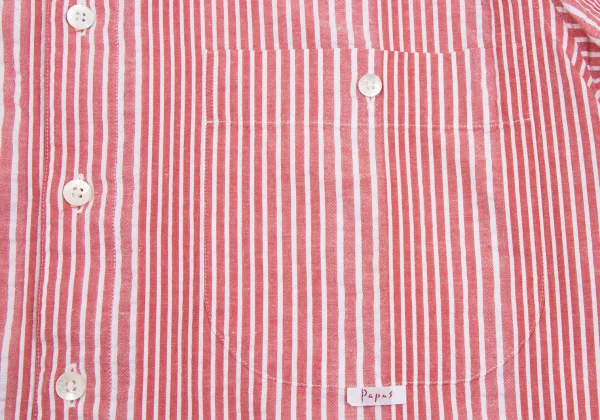 Papas Linen Blend Cotton Seersucker Stripe Short Sleeve Shirt K-163676_007