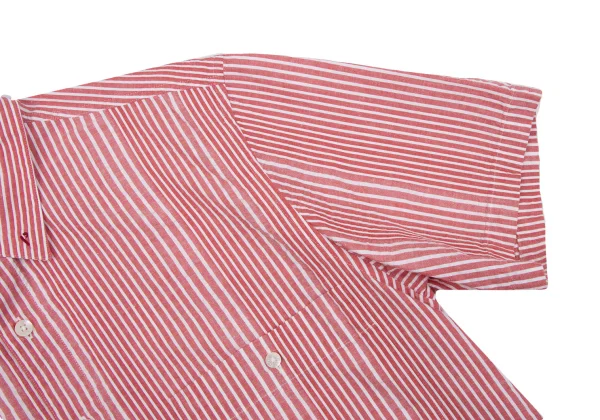 Papas Linen Blend Cotton Seersucker Stripe Short Sleeve Shirt K-163676_009