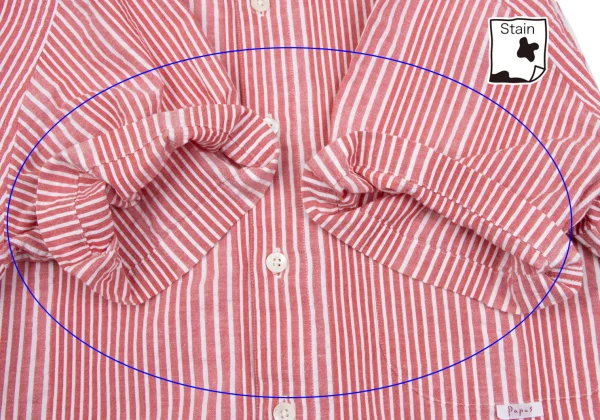 Papas Linen Blend Cotton Seersucker Stripe Short Sleeve Shirt K-163676_010