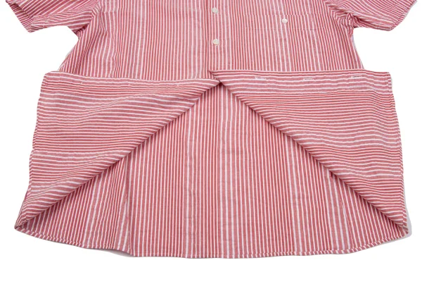 Papas Linen Blend Cotton Seersucker Stripe Short Sleeve Shirt K-163676_013