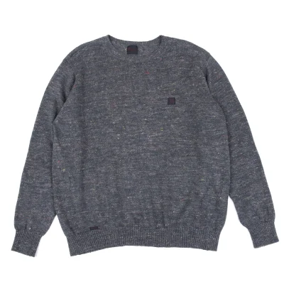 Papas Linen Point Logo Patch Mix Knit