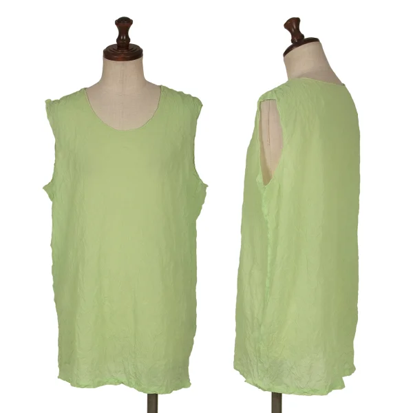 ISSEY MIYAKE Wrinkle Poly Tank Top Light Green M K-163687_001