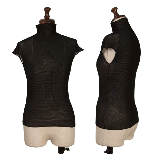 ISSEY MIYAKE Stretch Pleats Turtle Neck Top Black M K-163689_001