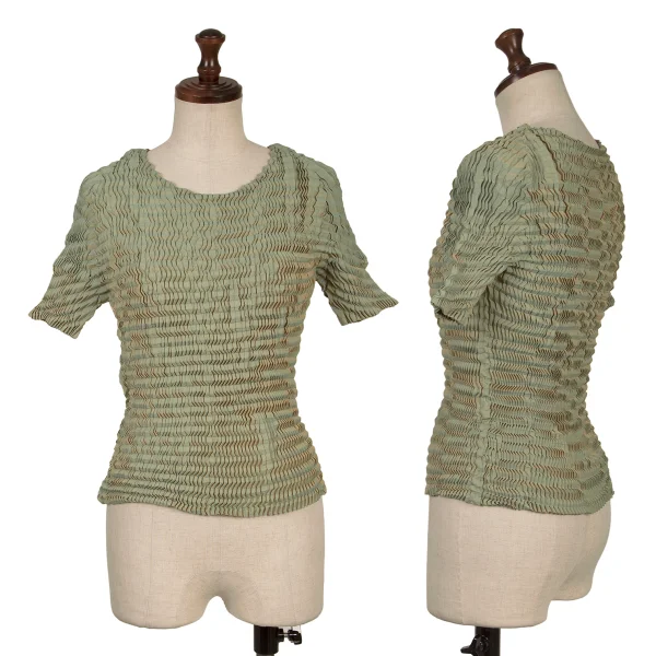 ISSEY MIYAKE Iridescent Pleats T Shirt Khaki green L K-163691_001