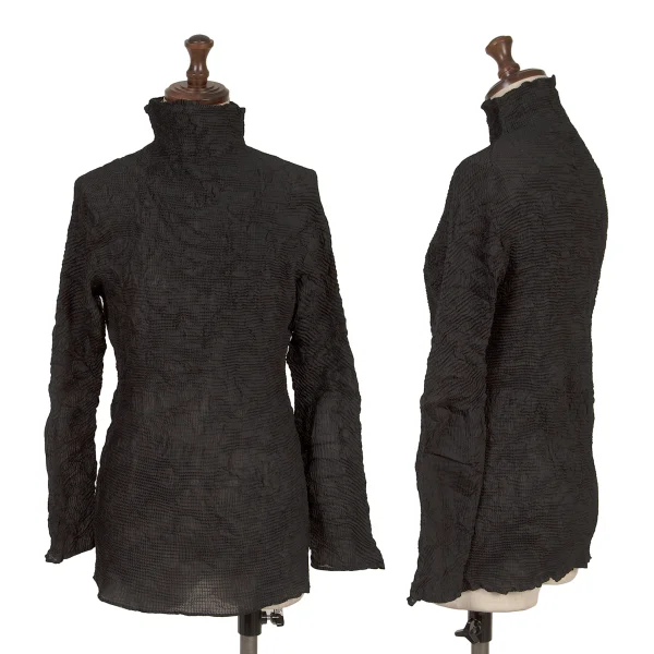 ISSEY MIYAKE Wrinkle Pleats Turtle Neck Top  Black M K-163694_001