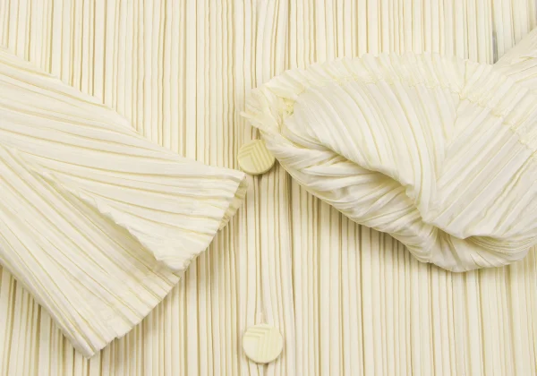 ISSEY MIYAKE FETE Design Sleeve Pleated Collarless Jacket K-163700_006