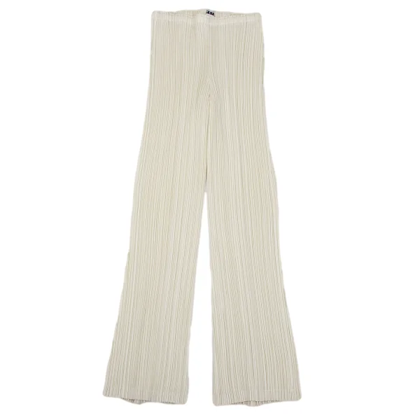 ISSEY MIYAKE FETE Pleated Flare Pants Cream 3 K-163702_001