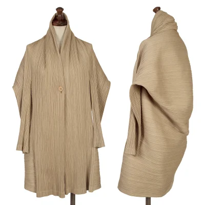 PLEATS PLEASE Draped Neck Deformation Pleated Jacket