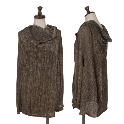 PLEATS PLEASE Lame Pleated Drape Cardigan