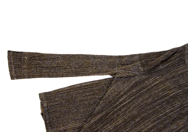 PLEATS PLEASE Lame Pleated Drape Cardigan K-163706_006