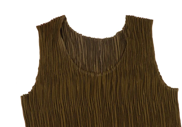 PLEATS PLEASE Crepe Pleated Side Slit Sleeveless Dress K-163708_004