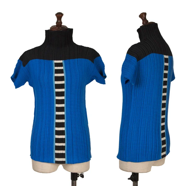 ISSEY MIYAKE PLEATS (T.) Wooly Pleats Printed T Shirt Blue M K-163717_001
