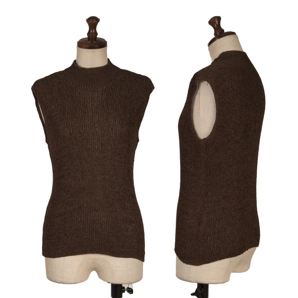 BASILE 28 Mesh Knit Sleeveless Top Brown 40 K-163720_001